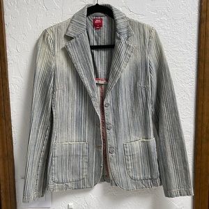 Distressed denim striped blazer/jacket